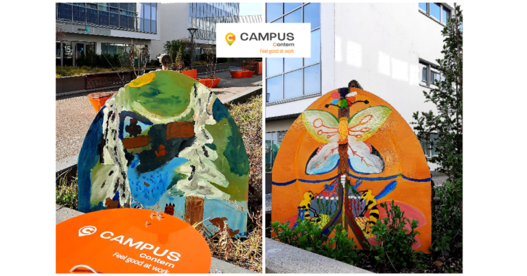 hotels à insectes décorés en collaboration avec les enfants de l'EAC de Luxembourg